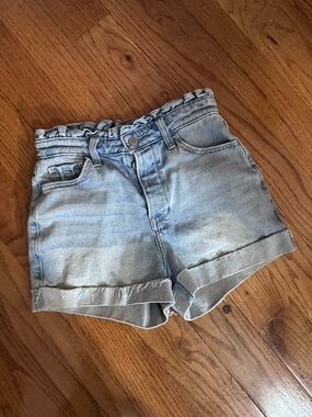 Hollister Light Blue Paperbag Waist Denim Shorts